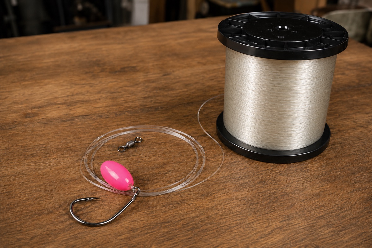 Bulk spool with a finished rig tied from it