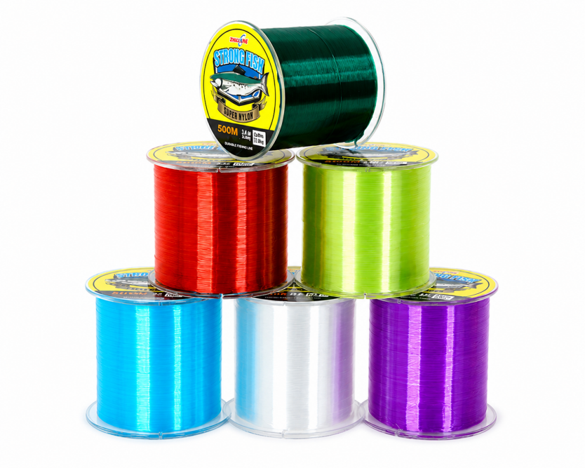Bulk nylon monofilament spools in multiple colors