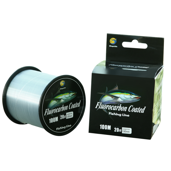 Coated fishing line spool with printed retail box, 100 m