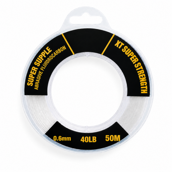 Fluorocarbon leader on a clear display disc, 40 lb 50 m